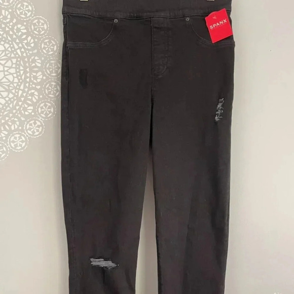 Spanx Distressed Denim Leggings in Vintage Black Size Medium - Picture 6 of 7